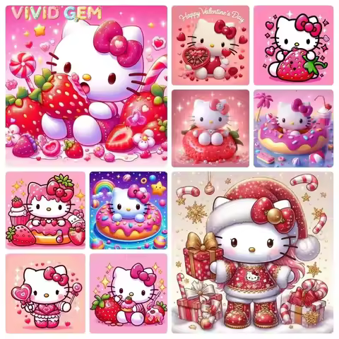 VIVID GEM Sanrio 5D DIY Diamond Painting Hello Kitty Sanrio Kit Hello Kitty Paint Art Full Drill Rhi