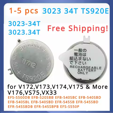 1-5pcs TS920E 3023.34T 3023-34T TS-920E 3023 34T TS920 Seiko Watch Kinetic Rechargeable Battery capa