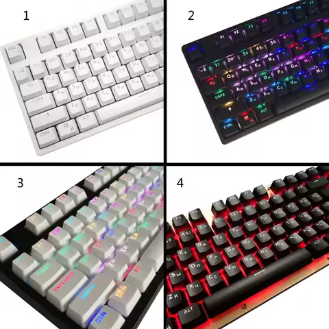 104 Pieces ABS Transparent Keycaps Mechanical Keyboard Keycaps Russian Korean Backlit Key Cover for 