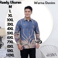 KEMEJA CODE B97K Men's Batik Shirt Pineapple Color Denim Big Size Jumbo ML XL XXL 3xl 4xl 5xl 6xl 7x