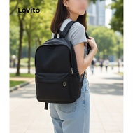 Lovito Trendy Backpack Women Double Strap Colorblock Multi-pocket Design in White/Pink/Blue/Black L4
