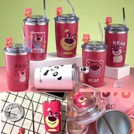 Tumbler lotso botol minum lotso stainless botol minuman dan sedotan lucu tempat minum pink