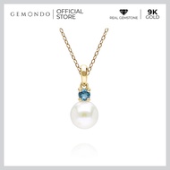 Gemondo  จี้ทองคำ 9K ประดับไข่มุกและลอนดอน บลู โทแพซ (London Blue Topaz) ไม่รวมสร้อย