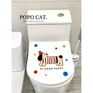 Polka Dot Puppy Toilet Sticker Bathroom Waterproof Decorative Sticker Christmas Atmosphere Toilet Se