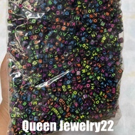 1 pound neon rainbow square alphabet letter beads craft materials