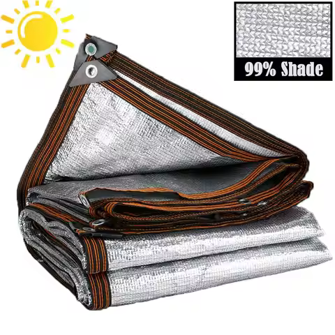 99% Shade Rate Aluminum Foil Sunshade Net Summer Silvery Reflective Sun Shelter Car Sun Shed Canopy 