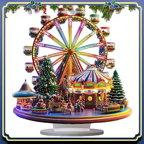 A56P-Acrylic Christmas Special Shape Ferriswheel Desktop Ornaments 2D Desktop Ferriswheel Decor For 