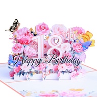 Corneliali Happy 50/60/70/80th 3D Greeting For Her Grandma Flower Pop Up Birthday Card With Envelope