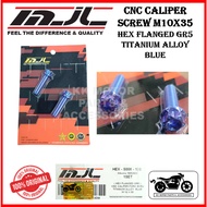MJL CNC FRONT FORK CALIPER SCREW SKRU HEX FLANGED GR5 TITANIUM ALLOY BLUE/IRIDESCENT TITANIUM PURPLE