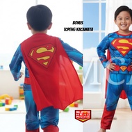 Superman III Character Kids Costume Full Print Superhero Boys Wings Shirt Long Suit Baju Superhero B