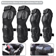 Motorcycle Knee And Elbow Pads Set 4 PCS Adjustable Armor Knee Elbow Long Leg Sleeve Protective Gears For Running Cycling Hiking Knee Shin Protection