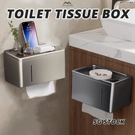 {SG} Tissue Box Toilet Paper Holder With Phone Rack Wall Mounted Toilet Roll Holder Toilet Tissue Ho