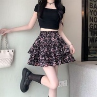 碎花蛋糕半身裙女裝 夏季高腰A字短裙 顯瘦甜美 時尚減齡- 碎花裙 S