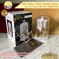 FIORENZA White Marble spoon and fork set + lid MP-925 26pcs cutlery set Duluxe series