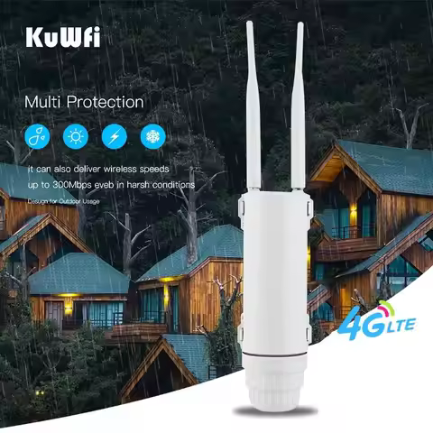 KuWFi 4G Outdoor WIFI Router 300Mbps Waterproof 4G SIM Card Router Wide Range Wireless Internet Hots