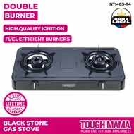 Tough Mama NTMGS-T4 Black Double Burner Turbine Gas Stove Glossy