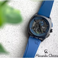 Alexandre Christie | AC 6591MCRUBBU Chronograph Men's Watch and Blue Silicon Strap Embossed with Alexander Christie logo