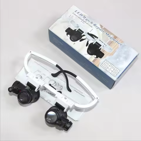 ​2LED Magnifier Head-Mounted Illuminating Microscope Headband Repair LED Light with 8x 15x 23x/7x 10