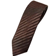 Brown-Gray Pleated Silk Tie With Built-In Pattern Quality Brand Medium Size 8 X 150 cm (3 Inches)