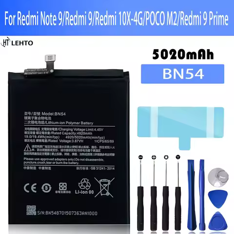 New 100% original BN54 Battery For Redmi Note 9/Redmi 9 /Redmi 10X-4G/ POCO M2 / Redmi 9 Prime phone