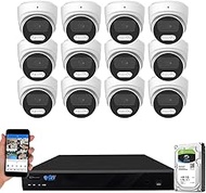 GW Security 16 Channel 12MP NVR 4K Security Camera System with 12 x 8MP PoE Spotlight Color Night Vi