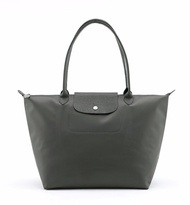 Genuine longchamp Le Pliage NEO Shoulder Bags Thick nylon dumpling bag long handle Large size Tote Bag 1899578112 Gray color