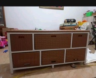 Lemari Rotan Sintetis 6 Laci Meja Tv Rak TV Minimalis Serbaguna Murah