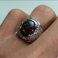 Super Jarong Black Opal Kalimaya Stone Men's Ring