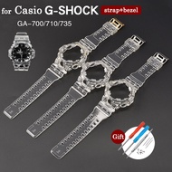 GA700 Trans Resin Watch Strap Bezel for Casio  GA700 GA735 Men Watch Band G Shock Ice Tough Transparent Case Rubber Bracelet