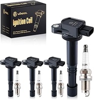 Set of 4 Ignition Coil Pack UF583 and Iridium Spark Plug Compatible for Honda Accord Civic CRV Eleme