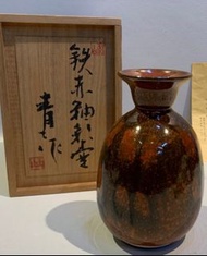 早期 老件日本 青作 釉彩壺/陶器 附木箱