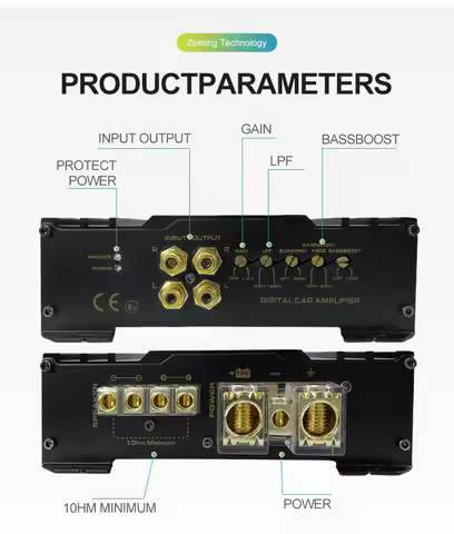 Aluminium Heat Sink 1 Channel amplifier Mono block Car Amplifier Class D 1500W Monoblock Big Power C