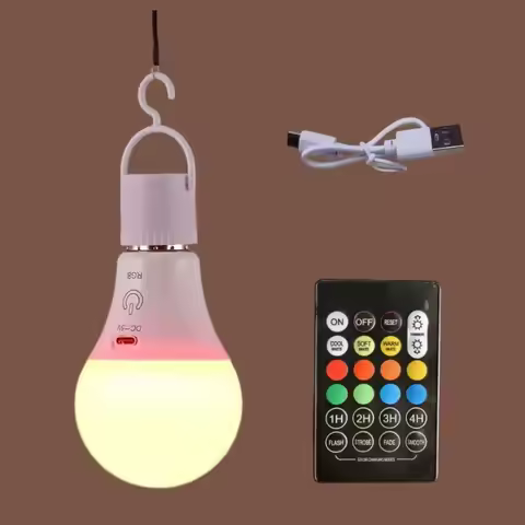 Portable E27 Emergency LED Bulbs USB Rechargeable RGB LED Indoor Bedroom Book Reading Night Light Ou