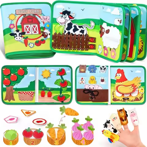 Montessori Toys Busy Book for Toddlers Farm Animal Storytelling Busy Board Kids Fine Motor Early Edu
