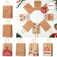 DAPHNE 12Pcs Xmas Candy Cookie Packaging Bag Christmas Tree Christmas Decor Kraft Paper Gift Bags Sa