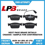 [FRONT BRAKE PAD] AUDI A4 (B9/8W5) A5 (F5) (8W0 698 151 Q) LPB Semi Metallic