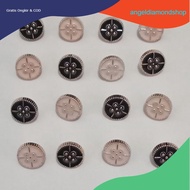 100 Mushroom Buttons gold Black and White KOCK Pattern Buttons 11 mm