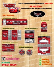 Paket EXPRESS Stiker & Label untuk Ulang Tahun Anak tema CARS