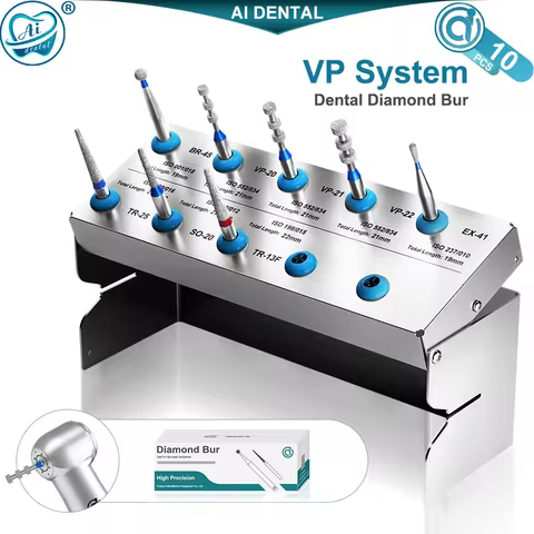 AI-FG-VP Dental Diamond Veneers’Preparation Burs Drills Set 1.6mm Stainless Steel with 8 Models for 