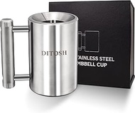 8kg 17.6lb Heavy Coffee Mug Challenge 304 Stainless Steel Dumbbell Cups Silver Overweight Sports Wat