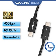 WAVLINK Thunderbolt 4 Cable 40Gbps Data Transfer USB-C Video Cable Supports Single 8K Dual 4K Display 100W Charging