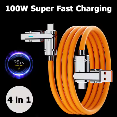 2-to-2 Data Cable 100w Super Fast Charging Cables Zinc Alloy PD 4-in-1 Multi USB Type C to Lightning