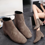 Elegant Martin Shoes Trendy Skidproof Women Boots Female Boots Thick Heel Boots, High Quality Short Suede Leather Boots