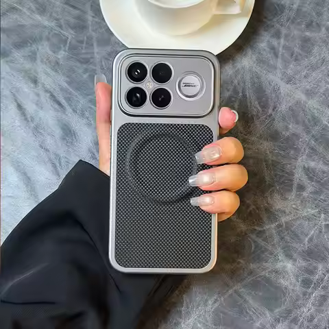 Case For POCO F8 Pro Ultra Magnetic Plain Leather Electroplated Frame Cover For POCO F 8 Pro Ultra S