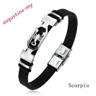 AUGUSTINA 12 Constellation Bracelet Wristband Vintage Zodiac Sign Aries Virgo Women Bangles Men Brac