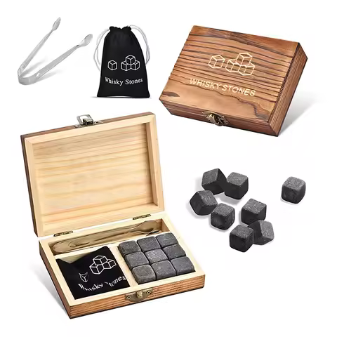 9 PCS Whisky Ice Stones Reusable Ice Cubes Bar Tools Whiskey Cooling Ice Stones Gifts For Whisky Lov