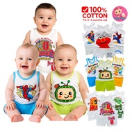 BABY SHOP 3 Pairs Baby Boy Cotton Terno Sando Shorts Set 0-6 Months Old Assorted Designs