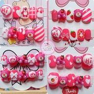 Ready-Made Real Gel Nails Pink Bear (If You Want To Change The Shape Of Your Specify The Message In 