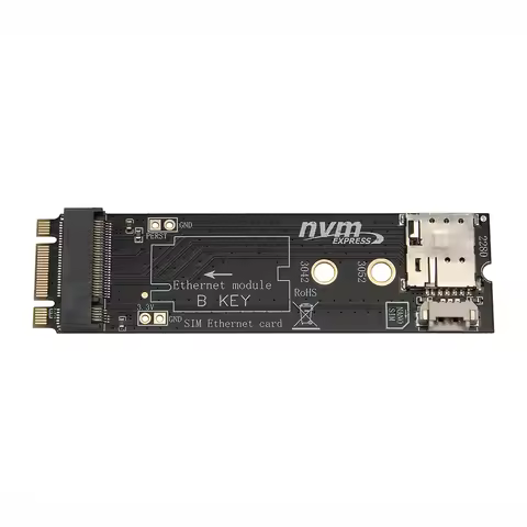 M.2 B Key to M Key Adapter for 4G/5G Module, PCIe Only, SIM Slot, Supports 3042/3052, Reset Contact,