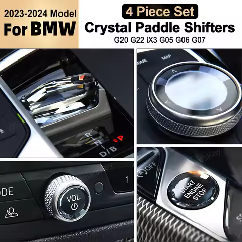 4 Piece Set Crystal Gear Paddle Shifter Knob Metal Base For BMW G20 G21 G22 G23 G26 G28 IX3 G08 X5 G